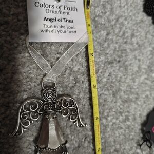 Silver Angel Ornament with Ribbon